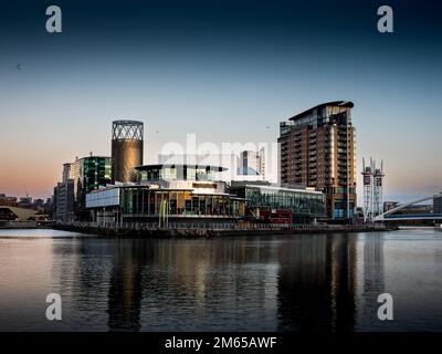 Salford UK January 2023 Lowery theater building on the water side Stock Photo