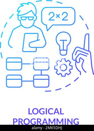 Logic blue gradient concept icon. Thinking process thin line ...