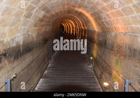 Templars Tunnels of the Crusader Town Akko in Israel Stock Photo