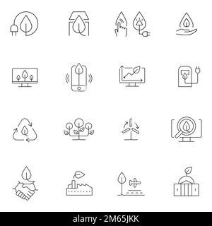 Eco and climate related line vector icon set Stock Vector