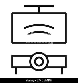 Projector line icon isolated on white background. Black flat thin icon on modern outline style. Linear symbol and editable stroke. Simple and pixel pe Stock Vector