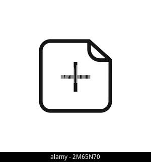 Add new file line icon isolated on white background. Black flat thin icon on modern outline style. Linear symbol and editable stroke. Simple and pixel Stock Vector
