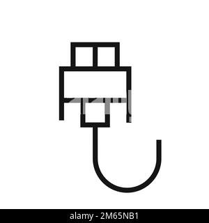 VGA Cable line icon isolated on white background. Black flat thin icon on modern outline style. Linear symbol and editable stroke. Simple and pixel pe Stock Vector