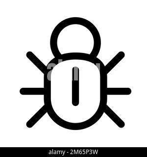 Bug icon line isolated on white background. Black flat thin icon on modern outline style. Linear symbol and editable stroke. Simple and pixel perfect Stock Vector
