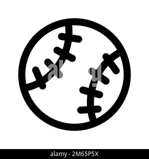Baseball ball icon line isolated on white background. Black flat thin icon on modern outline style. Linear symbol and editable stroke. Simple and pixe Stock Vector