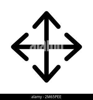 Move icon line isolated on white background. Black flat thin icon on modern outline style. Linear symbol and editable stroke. Simple and pixel perfect Stock Vector