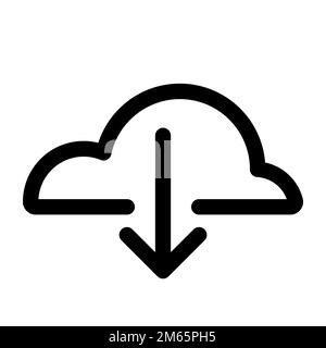 Cloud download icon line isolated on white background. Black flat thin icon on modern outline style. Linear symbol and editable stroke. Simple and pix Stock Vector