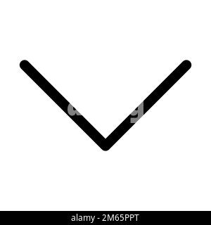 Chevron down icon line isolated on white background. Black flat thin icon on modern outline style. Linear symbol and editable stroke. Simple and pixel Stock Vector