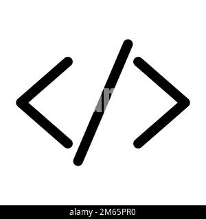 Code slash icon line isolated on white background. Black flat thin icon on modern outline style. Linear symbol and editable stroke. Simple and pixel p Stock Vector