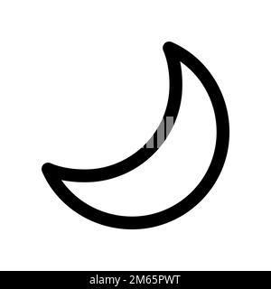 Moon icon line isolated on white background. Black flat thin icon on modern outline style. Linear symbol and editable stroke. Simple and pixel perfect Stock Vector