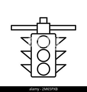 Traffic Light line icon isolated on white background. Black flat thin icon on modern outline style. Linear symbol and editable stroke. Simple and pixe Stock Vector