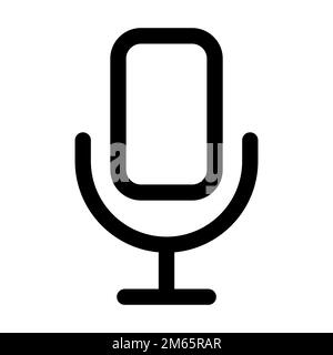 Mic icon line isolated on white background. Black flat thin icon on modern outline style. Linear symbol and editable stroke. Simple and pixel perfect Stock Vector
