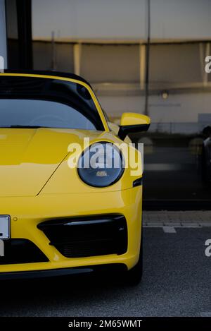 Porsche, yellow 911 Targa 4s Stock Photo