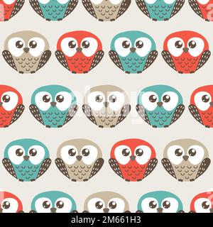 Seamless cute cartoon owls pattern for kids. Stock Vector