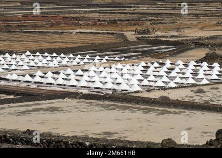 Piles of salt in the Salinas de Janubio in Lanzarote Stock Photo