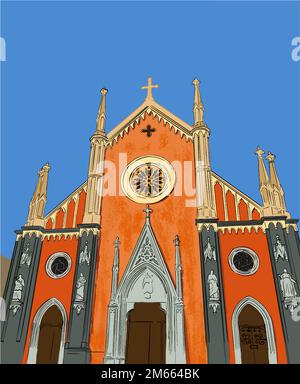 gothic cathedral in italy Stock Vector