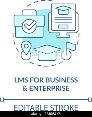 LMS for business and enterprise blue concept icon Stock Vector