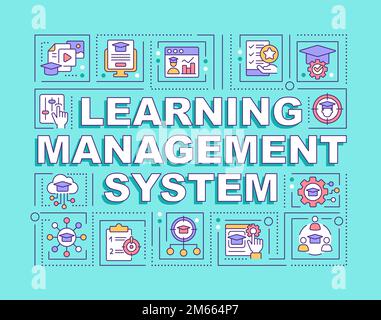 Learning management system word concepts turquoise banner Stock Vector