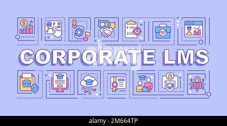 Corporate LMS word concepts purple banner Stock Vector