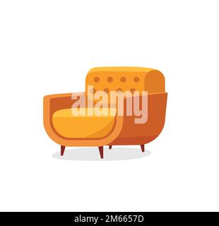 Armchair in cartoon style, is insulated on white background. Icon for web. easy to use EPS 10 Stock Vector