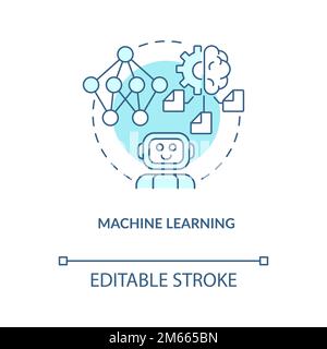Machine learning turquoise concept icon Stock Vector