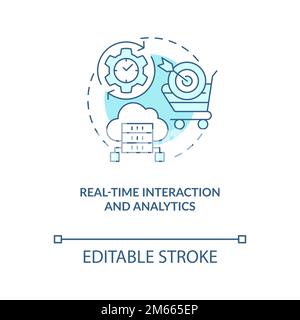Real time interaction and analytics turquoise concept icon Stock Vector