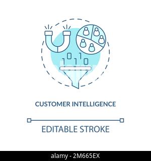 Customer intelligence turquoise concept icon Stock Vector