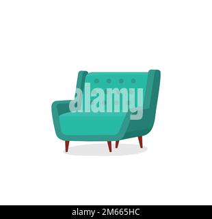 Armchair in cartoon style, is insulated on white background. Icon for web. easy to use EPS 10 Stock Vector