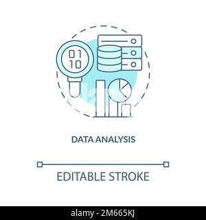 Data analysis turquoise concept icon Stock Vector