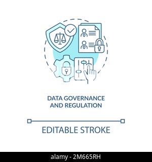 Data governance and regulation turquoise concept icon Stock Vector