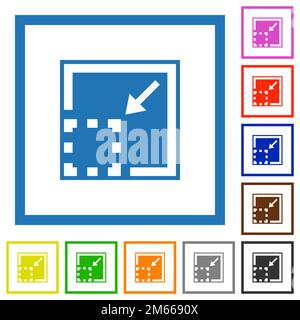 Minimize element solid flat color icons in square frames on white background Stock Vector