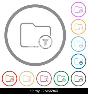 Filter directory outline flat color icons in round outlines on white background Stock Vector