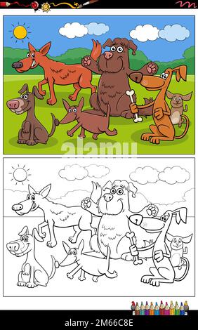 illustration of cartoon dogs group for coloring book Stock Vector Image ...