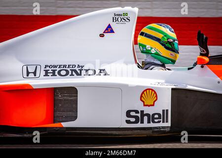 Ayrton Senna of Brazil drives his McLaren-Honda Formula One