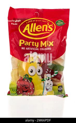 Winneconne, WI - 5 December 2022: A package of Allens party mix candy on an isolated background. Stock Photo