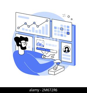 Social media dashboard abstract concept vector illustration. Marketing interface, social media metrics, schedule posting, online digital campaign, ima Stock Vector