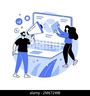 Digital marketing strategy abstract concept vector illustration. Brand insight, social media content campaign, measurement tools, achieve company goal Stock Vector