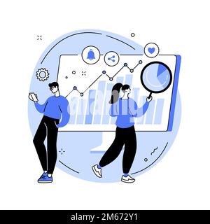 Social media analysis abstract concept vector illustration. Social media marketing, smm, account analysis service, digital agency corporate website, U Stock Vector