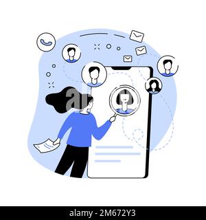Social network monitoring abstract concept vector illustration. Social media measurement, social listening, page rank, web mention, report analysis, b Stock Vector