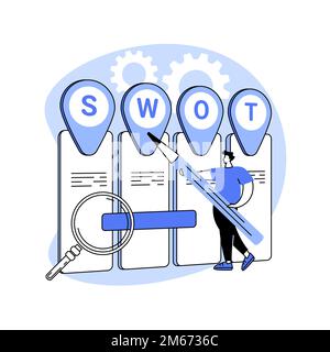SWOT analysis abstract concept vector illustration. SWOT matrix, strategy building, corporate project planning, business competition, decision making, Stock Vector