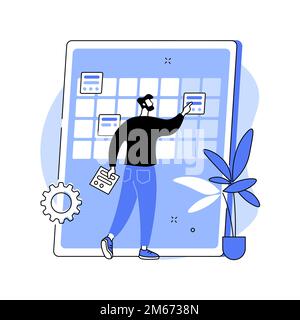 Time management abstract concept vector illustration. Time tracking tool, management software, effective planning, productivity at work, clock, contro Stock Vector