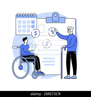 Social-security benefit abstract concept vector illustration. Social security protection, application form, benefit calculator, retirement insurance, Stock Vector