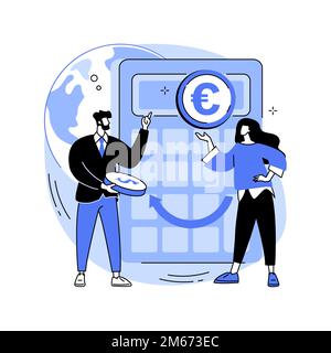 Currency exchange abstract concept vector illustration. Foreign exchange market rate, bank cash money offering, booth and teller station, forex broker Stock Vector