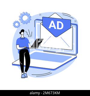 Push advertising abstract concept vector illustration. Push notification advertising, internet promotion, ad network, traditional strategy, interrupti Stock Vector