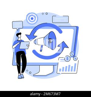 Remarketing abstract concept vector illustration. Digital marketing tool, behavioral retargeting, remarketing strategy, visitors generation methodolog Stock Vector