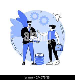 Angel investor abstract concept vector illustration. Startup financial support, business startup professional advice help, fundraising, online crowdfu Stock Vector