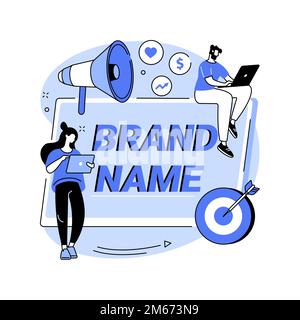 Brand name abstract concept vector illustration. Naming agency, brand identity system, branding service, launching a new product, name generation, cre Stock Vector