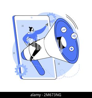 Social network promotion abstract concept vector illustration. Press like button, comment and share, followers, social networks strategy, media promot Stock Vector