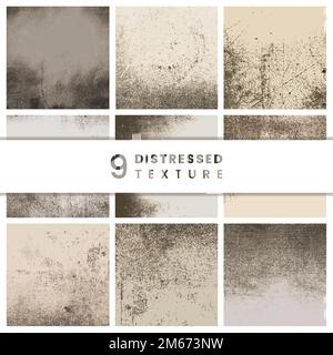 Grunge beige distressed textured backgrounds set Stock Vector