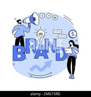 Brand building abstract concept vector illustration. Building brand awareness, marketing strategy, branding management, corporate ID, communication st Stock Vector